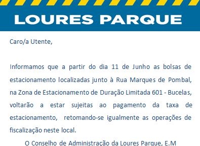 Zona de Estacionamento de Duração Limitada 601 – Bucelas