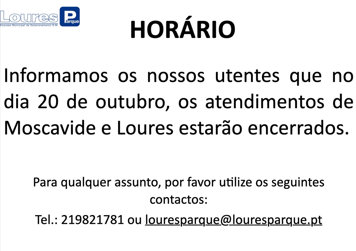 Informação de Horário - Moscavide e Loures - Dia 20 
