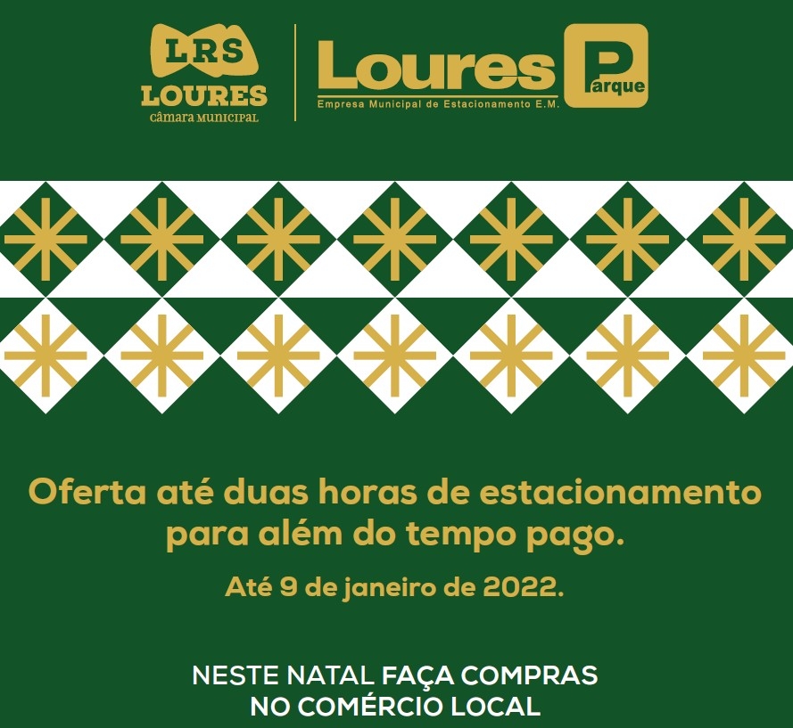 Câmara e Loures Parque oferecem no mês de Natal duas horas de estacionamento além do tempo pago